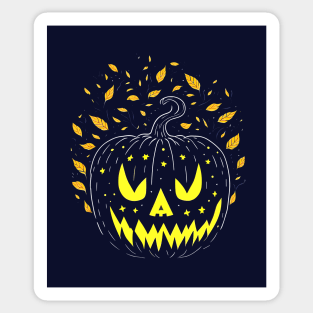 Happy Halloween Spooky Jack O Lantern Yellow Orange And Black Carved Pumpkin Sticker